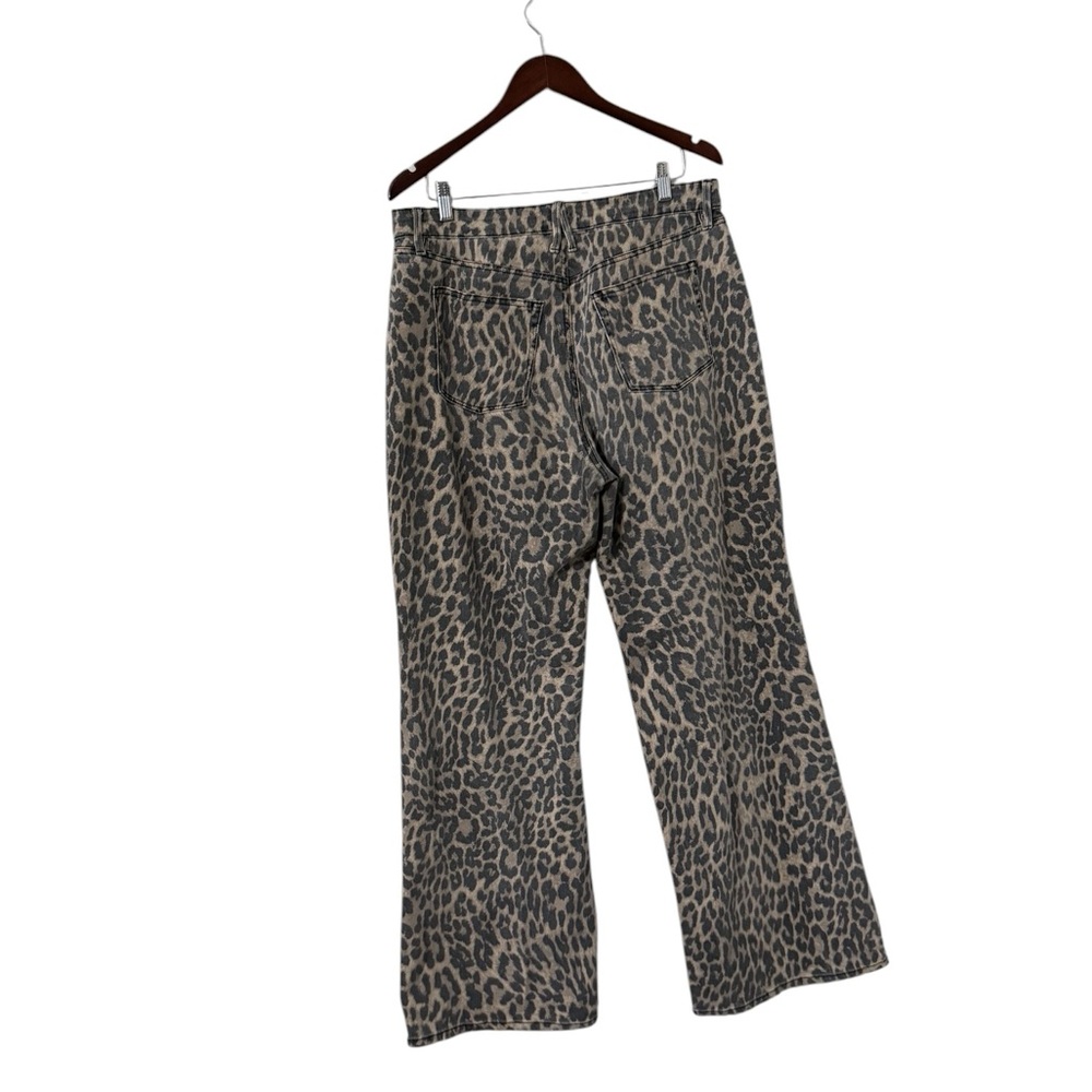 GOOD AMERICAN Good Ease Leopard Cheetah High Rise Wide Leg Jeans - Picture 5 of 10
